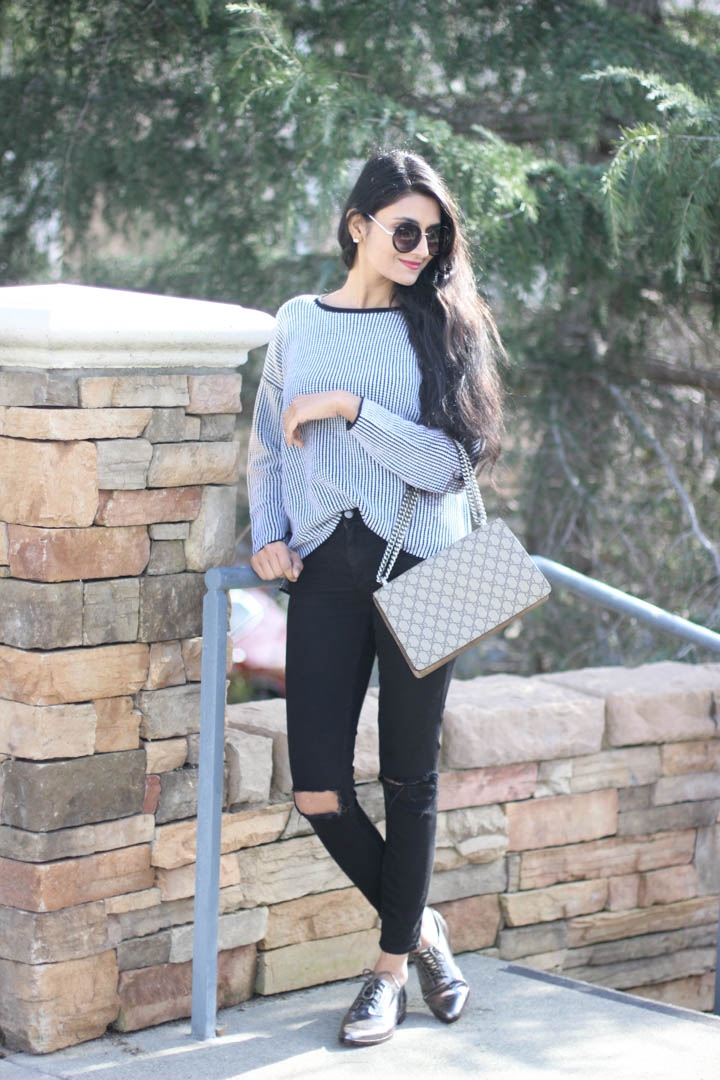 Monochrome stripe sweater