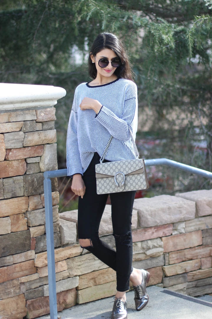 Monochrome stripe sweater