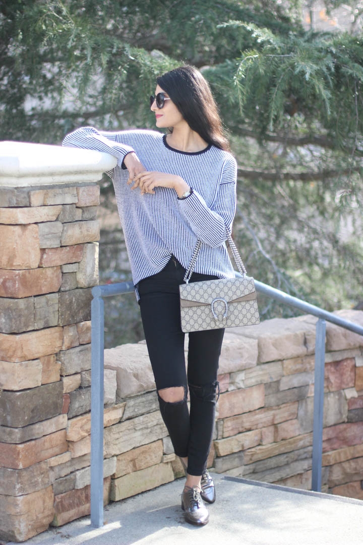 Monochrome stripe sweater